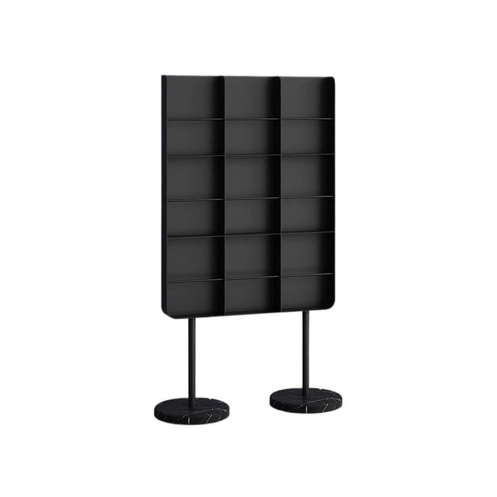 Stojak na płyty CD Minimalistyczny metalowy stojak do przechowywania płyt winylowych z marmurową podstawą na regałach z wysokimi nogami(Black)