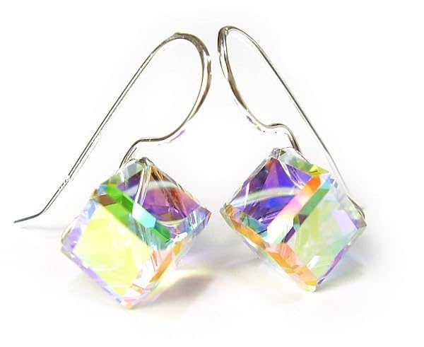 Conjunto de pendientes ARANDE cristales Aurora plata para lucir en cenas y bodas