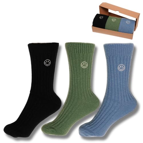 Image of Merino Wool Socks For Women, Set in Gift Craft Box Ribbed Design, Soft, Breathable, Winter Socks for Hiking, Comfort, Durable