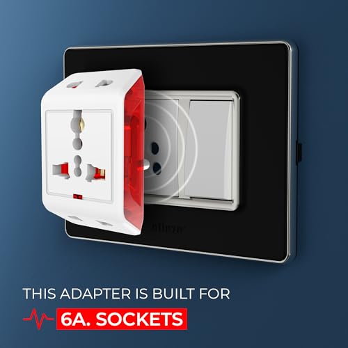 Image of Elleys DICI 6A 3 Pin Multi Plug Socket Travel Adapter with Universal Socket (240V) supoort 2 pin-3 pin Socket | Multiplug Sockets Adaptors with Power Supply Indicator for Home,Office 4Pcs