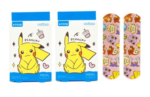 2Pack Pikachu Adhesive Bandages 16 Count Each 32 Count Total First Aid Bandages with Cute Designs (All One Size2)