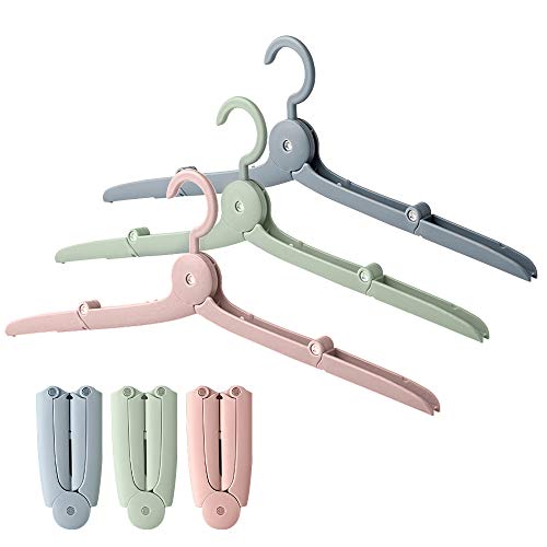 Inheming Portable Travel Folding Hangers 6Pcs Non Slip Clothing Hangers for Holiday Camping and Home Travel Foldable Clothes Drying Rack Hangers