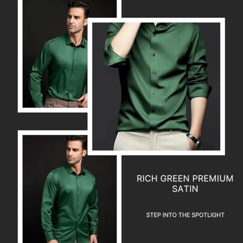 Image of IndoPrimo Men's Stylish Solid Satin Casual Shirt for Men Full Sleeve