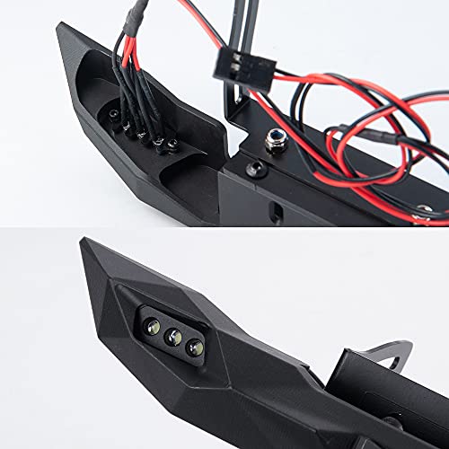 RCLions Aluminum Front Bumper Protection Bar with LED Headlights for Axial SCX10 1/10th RC Crawler C