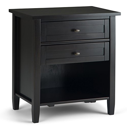 Simplihome AXWSH-BS-BR Warm Shaker Solid Wood 24 Inch Wide Transitional Bedside Nightstand Table In Hickory Brown, For The Living Room And Bedroom