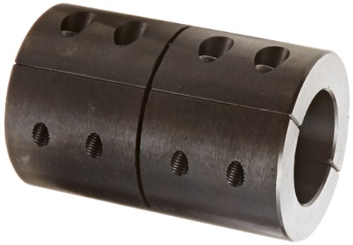 Climax Part 2CC-150-150 Mild Steel, Black Oxide Plating Clamping Coupling, 1 1/2 inch X 1 1/2 inch bore, 2 1/2 inch OD, 3 3/4 inch Length, 1/4-28 x 3/4 Clamp Screw