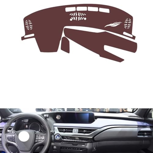 Anti-Slip Sun-Proof Dashboard Cover Compatible with LEX UX 2019-2020, Premium Leather (Brown)