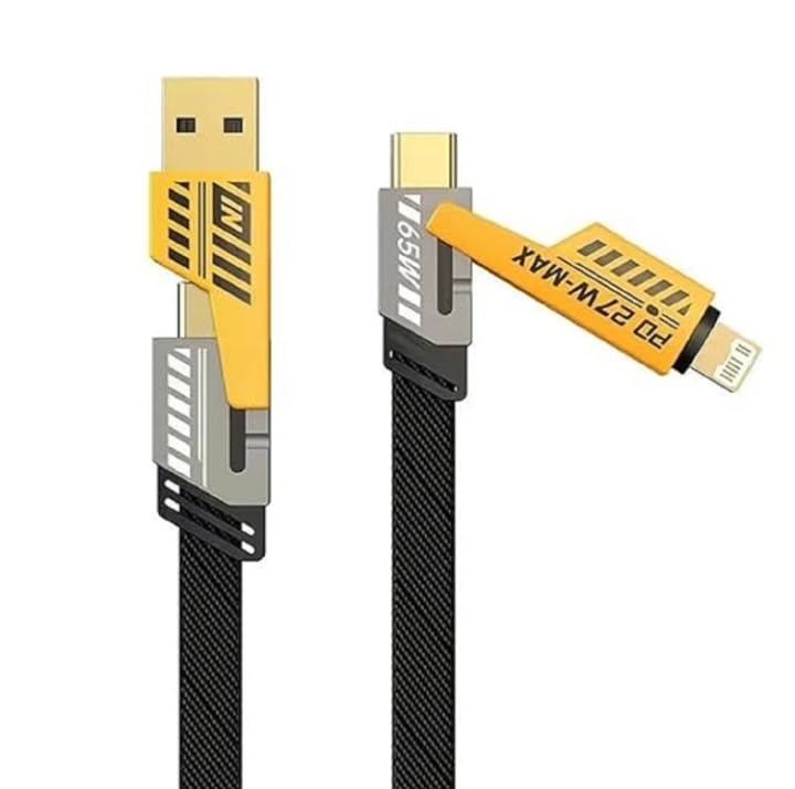 4 in 1 Metal Alloy Ports Stylish Fast Charging & Data Transfer 65W Cable | Super Durable Texture Braided | Supporting Thunderbolt Port, Type C Lightning, Type A Phone & Laptop (B0DHYFY15C) Amazon Price History, Amazon Price Tracker