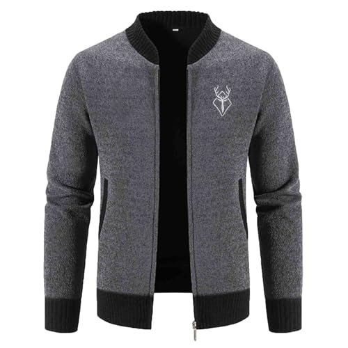 Manteau tricoté pour homme zippé anti-froid pour activités de plein air confortables