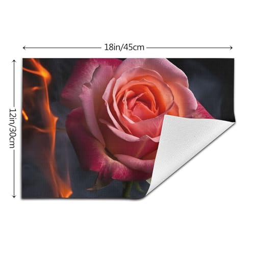 Set de table tissé rose antidérapant et lavable résistant à la chaleur x4