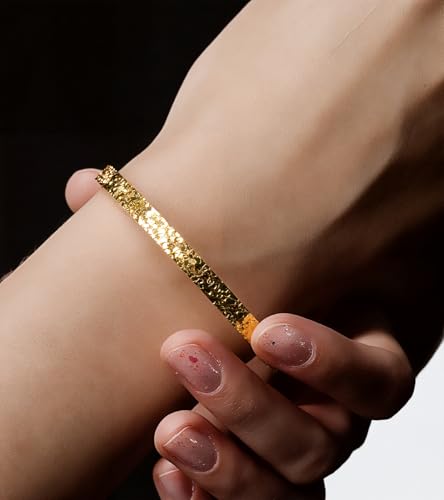D-POW Gold Bangle Bracelets for Women 24K Gold Plated Bangles Adjustable Bracelets Gold Thin Cuff Bracelets for Women Gold Fashion Jewelry Gifts4