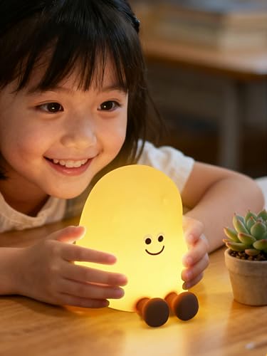 Image of QANYI Squishy Potato Night Light with Timer, 7 Color Changing & Dimmer, Rechargeable Silicone Lamp - Soft Glow for Bedroom, Desk, Cute Funny Gift for Adults Teens