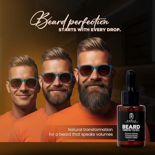 Beard Growth Oil for Men – Natural Grooming Oil with Argan & Rosemary – Softens, Strengthens & Conditions Beard & Mustache – Moisturizing Formula, 30ml