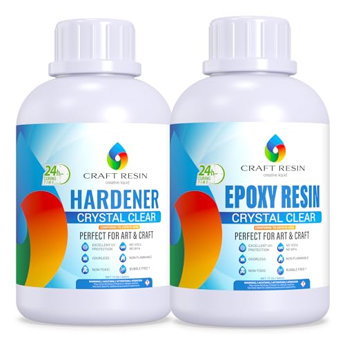 Craft Resin 1L Epoxy Resin Kit - Crystal Clear Epoxy Resin Kit & Hardener for DIY Art, Mold Casting, Wood, Jewelry Making, Coasters, Table Top, Countertop Coating - Food Safe, Heat & UV Resistant