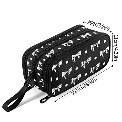 Image of Fustylead Bows Large Pencil Case, Minimalist Portable Stationery Bag Cosmetics Bag with Handle for Middle High College School Office Travel