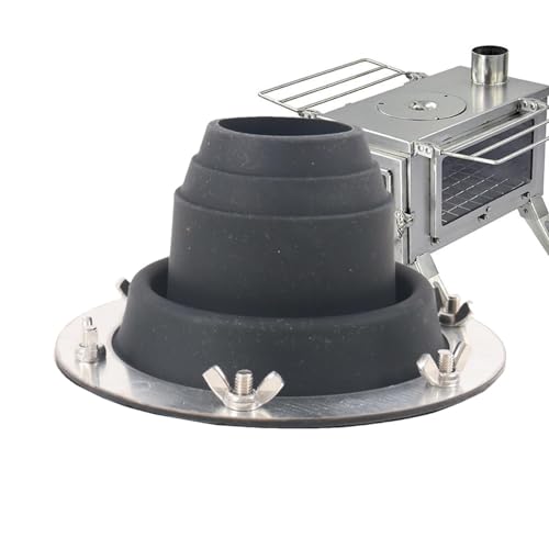 Samuliy Gato de estufa de tienda de campaña, kit de chimenea de techo de alta temperatura, ventilación de chimenea de horno de leña, protección flexible antiquemaduras para tienda de campaña al aire