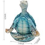 VVGIFTS Sea Turtle Meditation Yoga Decor, Garden Figurine Sea Turtle Meditating Coastal Beach Decorations, Zen Yoga Resin Statue for Home Office Decorations (Put The Palm Separate) - Image 3