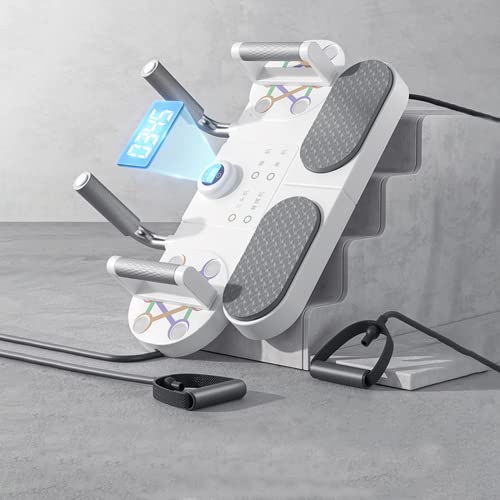 SCNWQ Push Up Board- Multi-Function Portable Home Workout Equipment for Men and Women Includes -Push Up Bar, Plank System, Resistance Bands Electronic Time Counting for Strength Training at Home