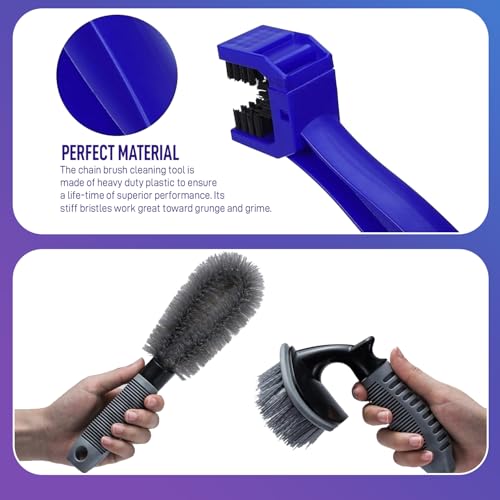 Image of iWagon- 3 Pcs Bike Chain Cleaner Car Tyre Cleaning Wheel Tire Rim Scrub Brush,Chain Brush Wash Useful Car Truck Motorcycle Bike Washing Cleaning Tool