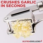 Alpha Grillers Garlic Press Stainless Steel - Easy to Clean, Rust-Proof, Dishwasher Safe - Stainless Steel Garlic Press, Mincer, Crusher with Silicone Peeler & Cleaning Brush - Image 5