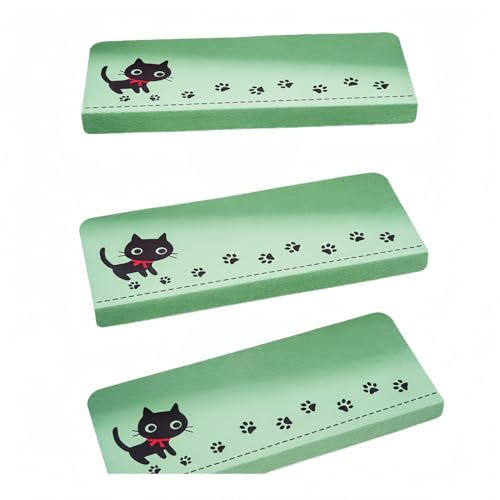 階段マット 滑り止め 防音 洗える 折り曲げ付 15枚入 | ずれにくい カット可能 安全対策 子供/高齢者/ペット向け 蛍光デザイン (10枚,グリーン)