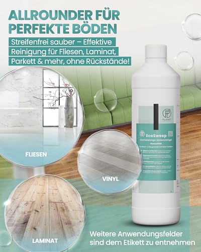 EcoSweep – 1L Profi-Bodenreiniger Konzentrat (1:200) für Wisch- & Saugroboter mit Nassfunktion | Streifenfrei, materialschonend, kraftvoll gegen Schmutz | Kompatibel mit Roborock, Dreame, Ecovacs