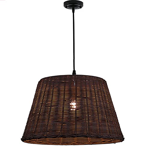 Genérico Lámpara colgante, Lámpara de araña mimbre estilo retro oriental, for decoración del hogar, lámpara, decorativa boutique for comedor, iluminación colgante ajustable, beige y marrón(B,33X25CM)