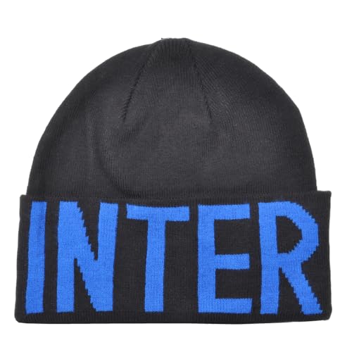 Chapeau Skipper Inter Jacquard bleu et noir chapeau supporter logo cuir