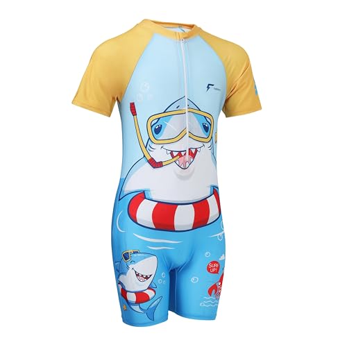 Image of FABSPORTS Kids Swimsuit Set Printed One-Piece Swimwear for Boys & Girls, Half Sleeve Bathing Suit, Comfortable Swimming Costume for Children, 2-12 Years