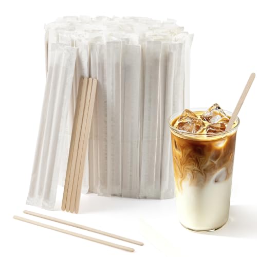 Coffee Stirrers 1000 Pcs Wood Coffee Stir Sticks 7 Inch Wooden Drink Stirrers Long Coffee Stirrer Individually Wrapped for Bar Party Office Home (1000 Pcs/ 7 Inch)