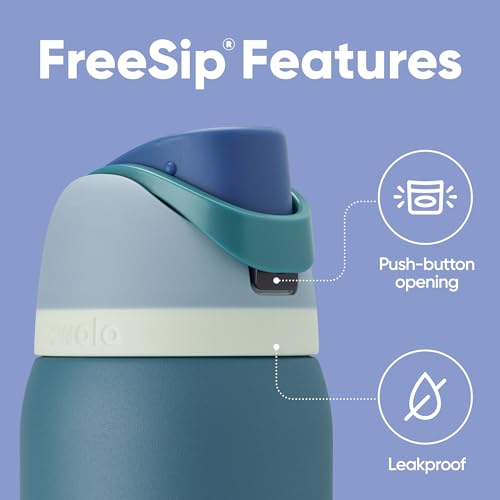Image of Owala FreeSip Insulated Stainless Steel Water Bottle with Straw, BPA-Free Sports Water Bottle, Great for Travel, 40 Oz, Denim