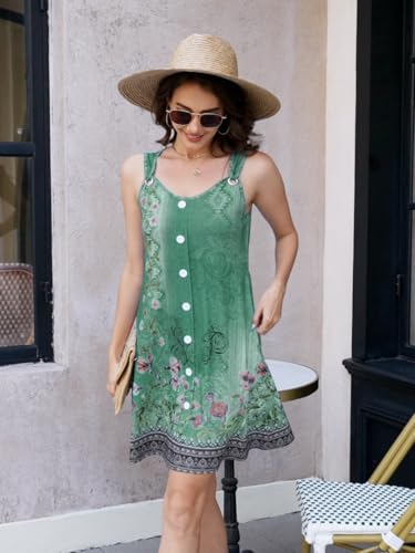 Image of ETCYY Sun Dresses for Women 2026 Vacation Beach Swimsuit Coverups Sundresses Button Down Sleeveless Summer Dress