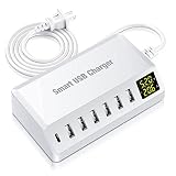 USB C Ladegerät, familaha 7-Port USB Ladegerät Mehrfach mit LED Bildschirm, Typ C USB Netzteil Handy ladestation, USB Stecker für iPhone 14 13 12 11 Air Pro Max iPad Samsung Galaxy S21 Android Tablet