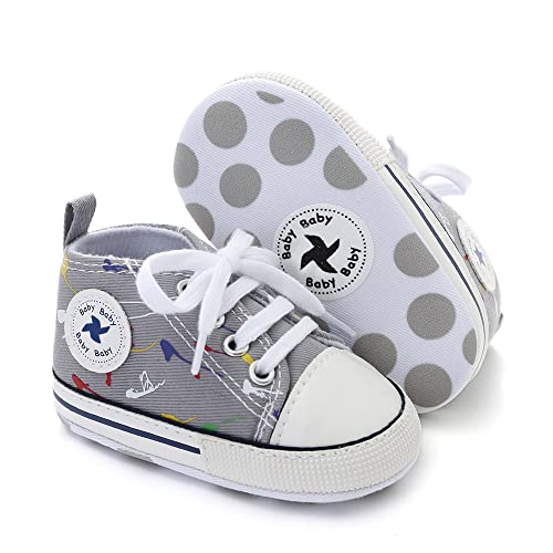 Unisex Baby Girls Boys Shoes Infant Soft Sole Canvas Newborn First Walkers High Top Anti-Slip...