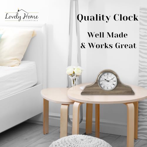 Lovely Home Essentials Mantel Clock Battery Operated - Grey Ash Wooden Farmhouse Mantle Clock For Living Room Decor Above Fireplace thumb #7
