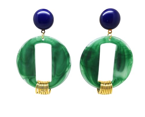 Boucles d'oreilles ethniques vert mat style voyage pour femme