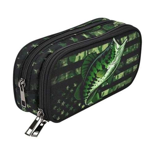 Image of ANANGTEE Cute Green Glory Fish Pencil Case for Boys Teen Girls, Large Capacity Canvas School Suppies Zipper Pouch, Office Desk Soft Organizer Travel Pen Box