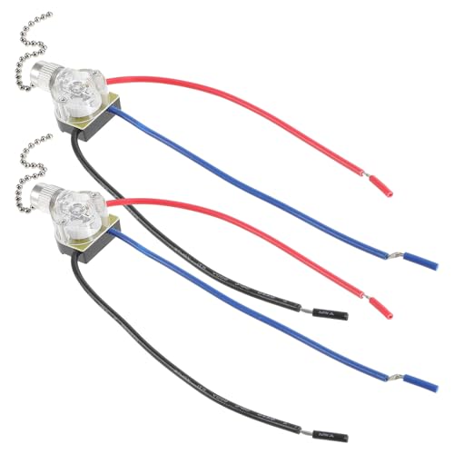 MUCKLILY 2 piezas Interruptor de Cadena Tirador para Ventilador de Techo Control Sencillo y Reemplazo Fácil Adecuado para Lámparas y Ventiladores Colgantes Hogar y Hotel