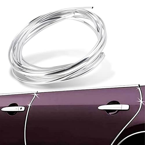 woyufen Embellecedor de Borde Cromado para Coche,Moldura de moldura cromada automotriz Flexible de 6 m para Interior y Exterior | Tira de Ajuste de moldura cromada para carrocería de Coche a Prueba Cover