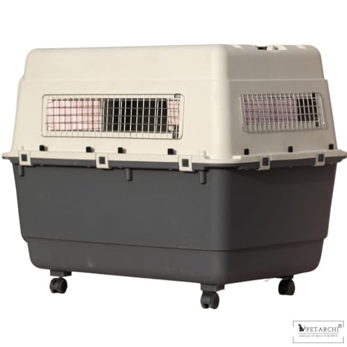 32" Heavy Duty Flight Crate Carrier for Dogs, IATA Compliant Airline Approved Dog Pet Travel Kennel Cage - White and Grey (32 Inch)