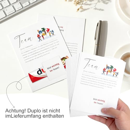 50er Set Team Karte Teamkarte für Kollegin Team Geschenk für Kollegen Mitarbeiter, Abschiedskarten für Büro Arbeit Kleine Geschenke Mitarbeiter Weihnachten Grußkarte Dankeskarte Dankeschön Chef