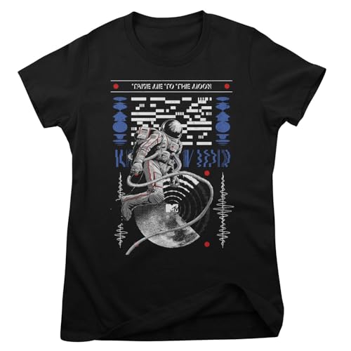 T-shirt femme MTV look festival pop rock haut court imprimé Take Me to The Moon