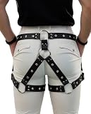 Herren PU Leder Bein Gurt Gürtel, verstellbare Taille & Oberschenkel Gurt mit Legierung Schnallen, Punk Gothic Körpergurt Zubehör für Raves, Festivals, Cosplay und Clubwear (Fit Taille 78,0-105,0 cm)