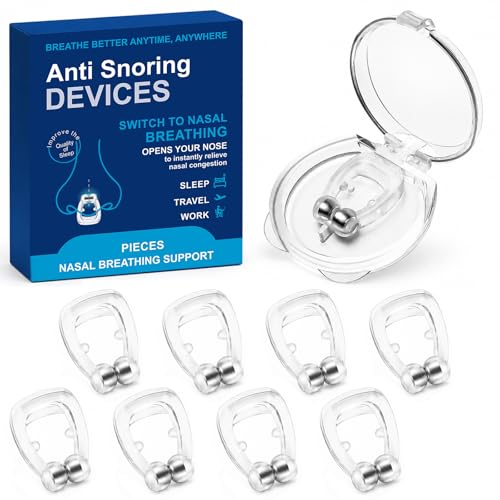 Aikaplus Nasal Dilators for Sleeping,Anti Nose Clip to Ensure Deep Sleep, Snoring Nose Clip Nose Magnet for Breathing Strip, Effective Anti Snoring Devices(White & 8PCS)