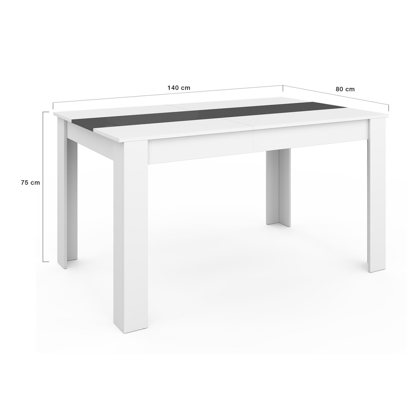 Table à Manger Georgia 140 cm Blanche et Grise avec 6 Chaises Romane Grises