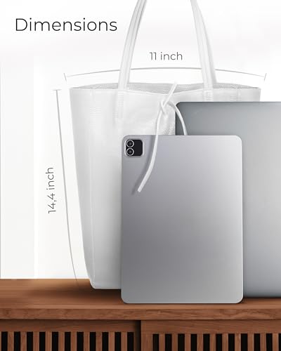 Image of Genuine Italian Leather Tote Bag for Women, Large Slouchy Purse, White | Unstructured bag, raw unlined interior with zip pocket, top zipper, side ties, folds flat, fits a 16-inch laptop, lightweight