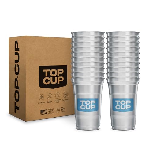 Top Cup – 20 Ounce, 20 Count, Reusable Aluminum Party Cups | Cold-Holding, Recyclable, Made in USA