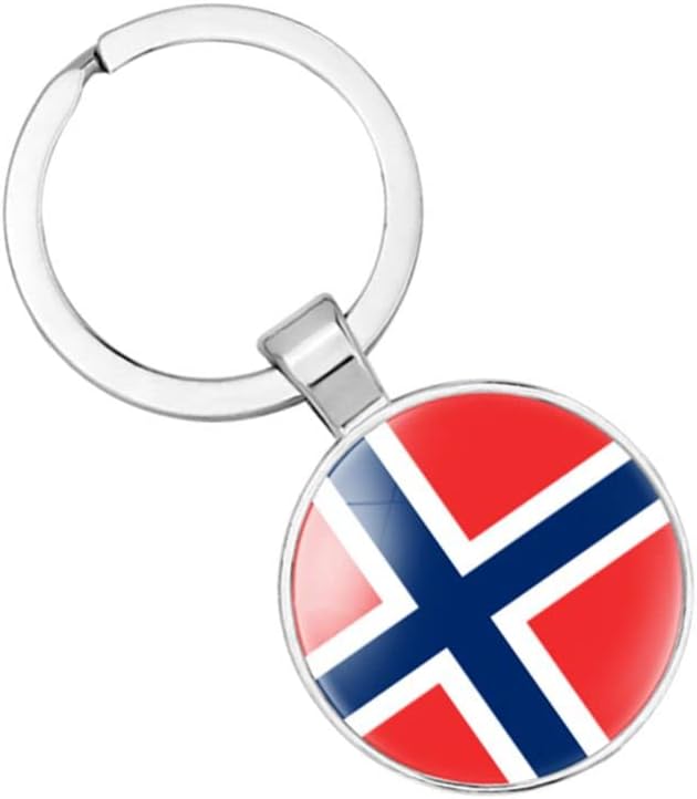 vmcoatdu Norway National Flag Key Chain Keyring Gift Men Women Keychain Stainless Steel and Inlaid Glass Materials - Image 2