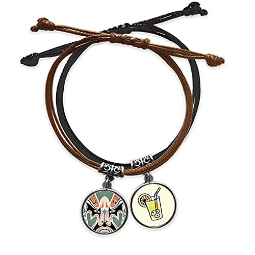 Bracelet opéra de pékin jiulishan tressé en cuir coloré et cordon fait main