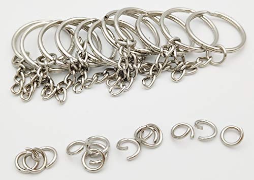 Key Ring with Chain and Open Jump Rings 1 inch, 50 Pack - Thumbnail 5